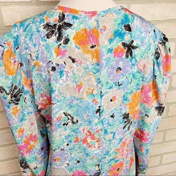 Vintage Michelle Stuart Pastel Floral Top M21 - Picture 5 of 7